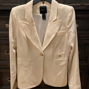 Smythe Duchess Cream Tailored Blazer with Notched Lapels